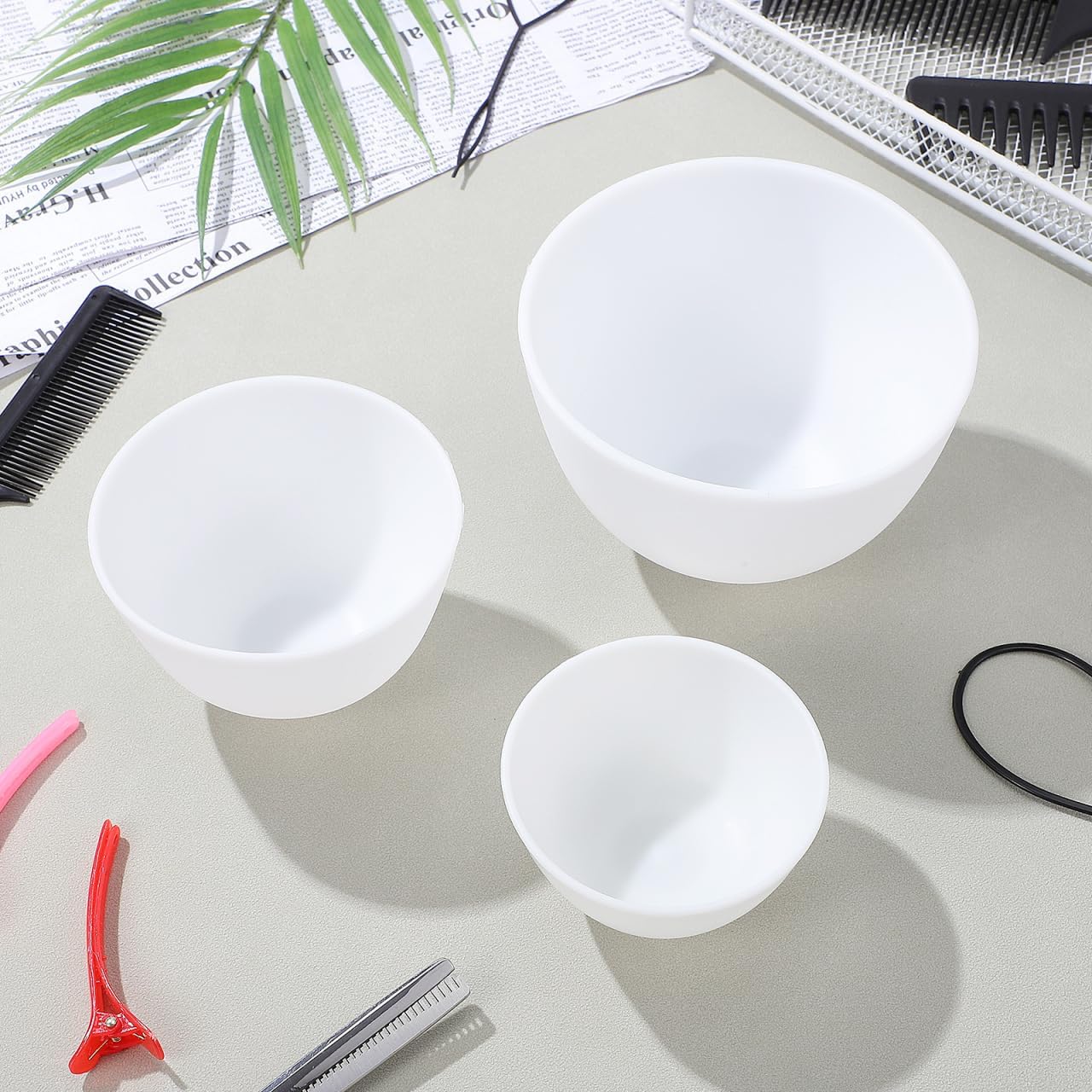 Face Mask Silicone - 3個セット シリコンボウル ホワイト フェイスマスクミキシングボウルセット フェイシャルマスクDIY 泥ヘアオイル塗布用