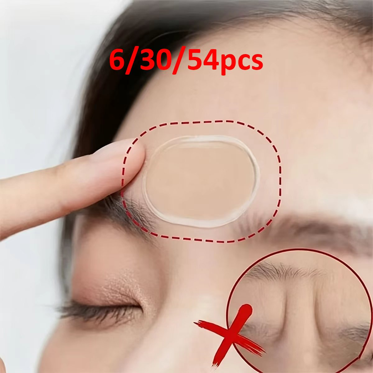 Face Mask Silicone - 54/30/6枚入りの粘着式睡眠用額パッチ - 再利用可能な顔用しわ防止弾性パッチ、フルフェイスフェイシャルトレーニングに最適、洗濯可能、粘着性があり再利用可能