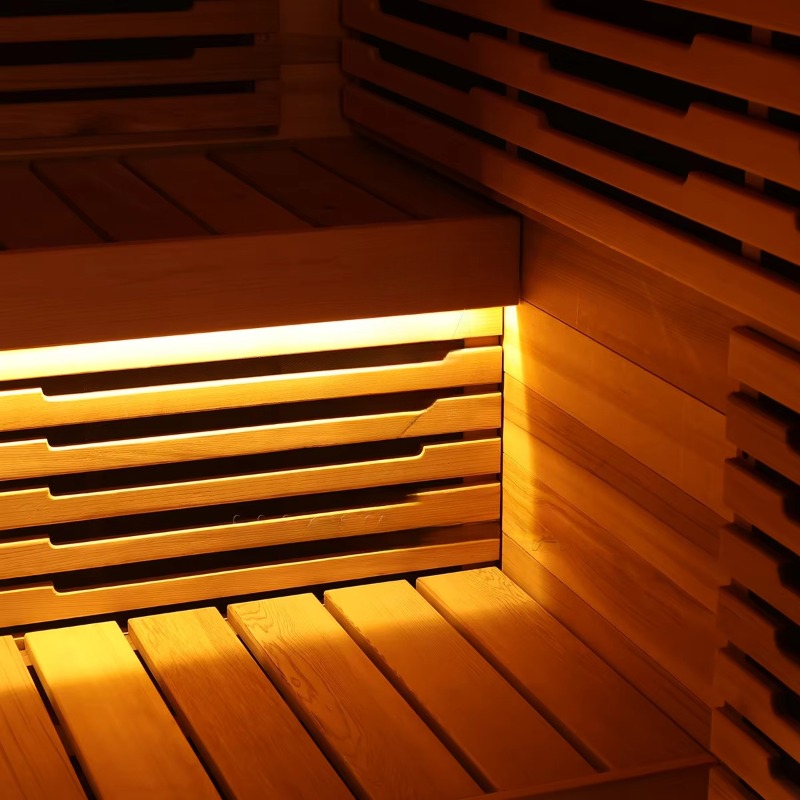 高級屋内赤外線サウナ室、全面ガラスフロント、ブラックデザイン - Spa Wellness Design のレビューと価格