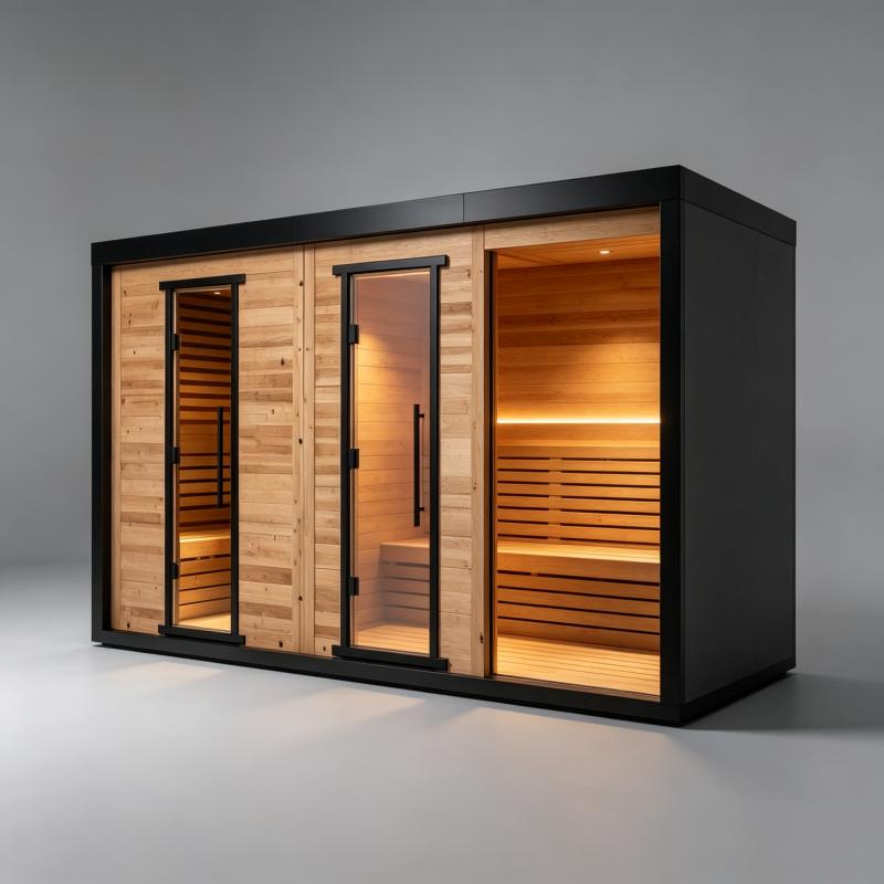 モダンなサウナ室、カスタムデザインの豪華な木製キャビン、屋内 - Spa Wellness Design のレビューと価格