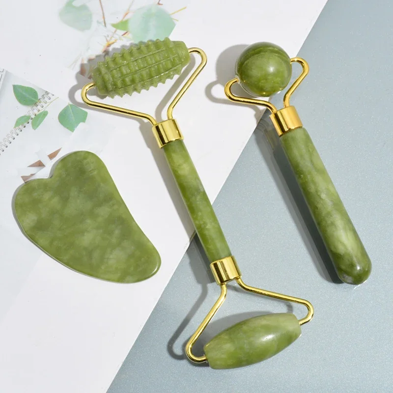 天然翡翠ローラーフェイスグアシャ、天然石、ボディネックマッサ - Jade Roller Stone のレビューと価格