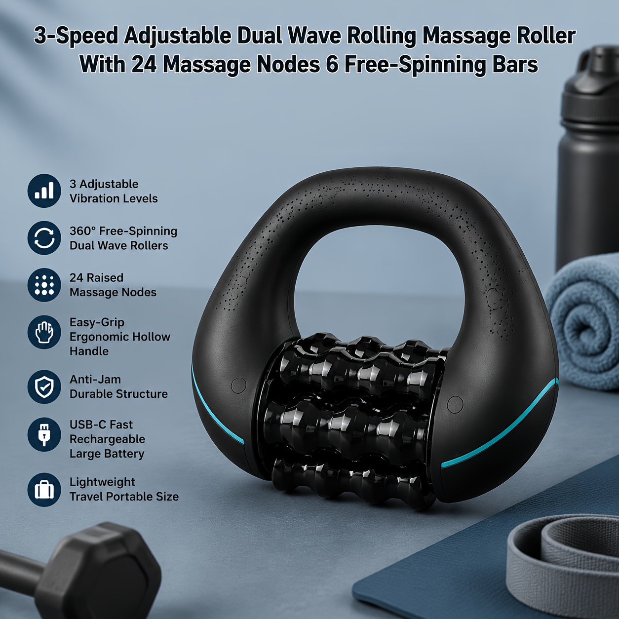 ハンドヘルド電動ローラーインパクトマッサージャー、充電式ポー - Spa And Wellness のレビューと価格